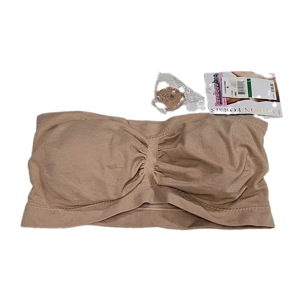 Fashion Forms Bandeau Bra Removable Strap, Beige, Size Large